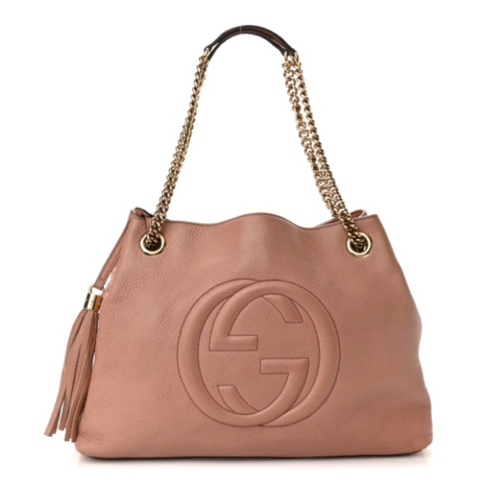 New Gucci Soho Leather Tote Bag Tan